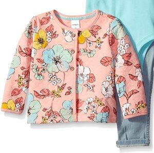 CARTER'S Baby Girl Quilted Cardigan NB